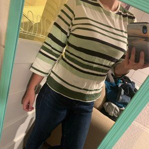 striped green 3/4 sleeve top